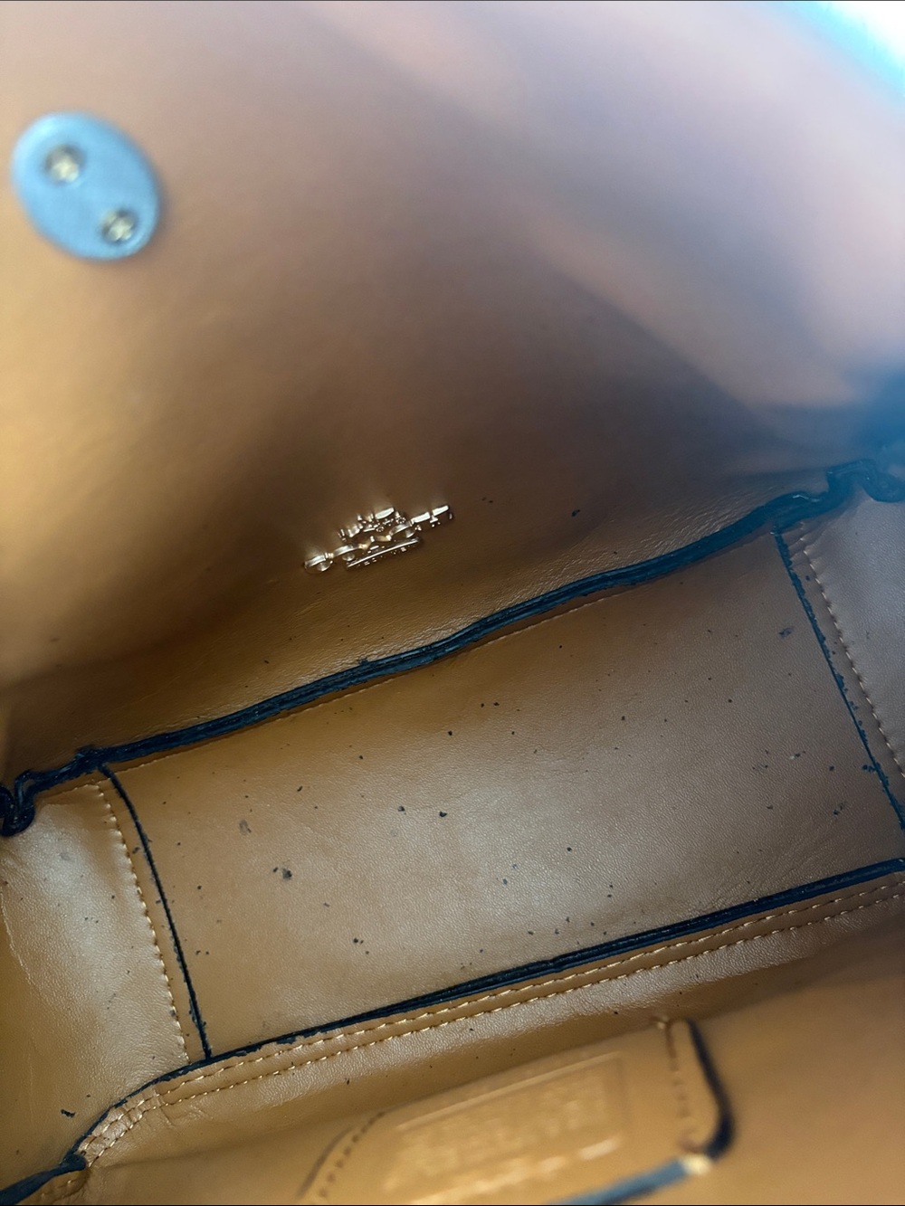 Coach Tan Suede Shoulder Bag with Turn-Lock Strap - Picture 11 of 16